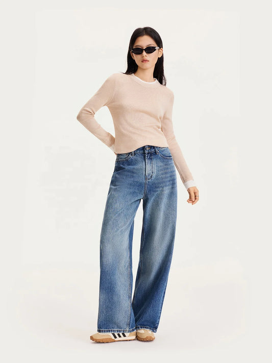 Jeans Boyfriend rétro, coupe droite.