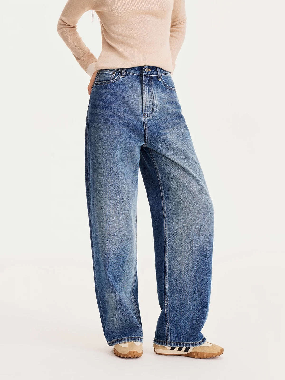 Jeans Boyfriend rétro, coupe droite.