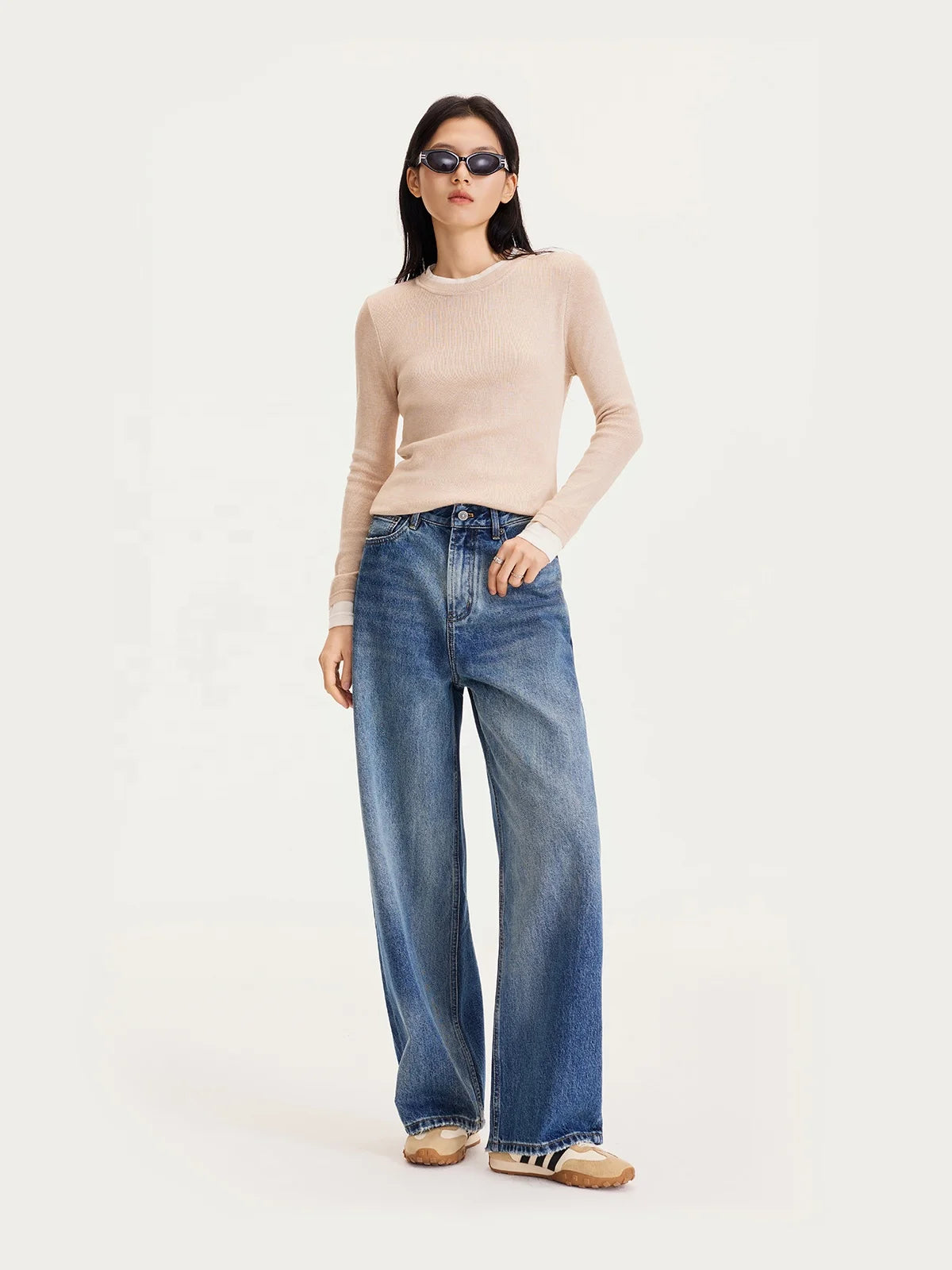 Jeans Boyfriend rétro, coupe droite.